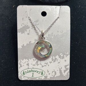 Silver Tone Necklace with Wave Pendant